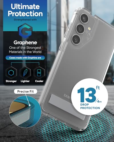 ZAGG Crystal Palace Samsung Galaxy S24+ Case with Kickstand - Ultra-Slim, Graphene-Enhanced, Crystal Clear Protection, 13ft Drop Resistant, Eco-Friendly, Clear - size: Samsung Galaxy S24 Plus, style: Without Snap