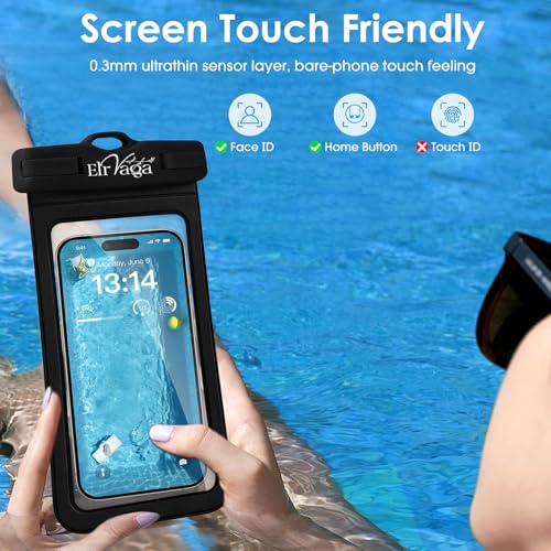 2 Pack IPX8 Waterproof Phone Pouch for iPhone 16/15/14/13 Pro Max Plus (7.2 Inch) - Swimming, Diving, Snorkeling, Snowproof - Touchscreen Friendly Underwater Photography Dry Bag (Black&Black) - color: Black&Black