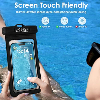 2 Pack IPX8 Waterproof Phone Pouch for iPhone 16/15/14/13 Pro Max Plus (7.2 Inch) - Swimming, Diving, Snorkeling, Snowproof - Touchscreen Friendly Underwater Photography Dry Bag (Black&Black) - color: Black&Black