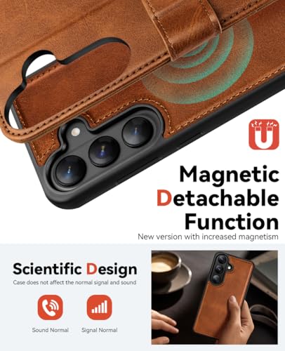 OCASE for Samsung Galaxy S26 Detachable Wallet Case with Card Holder, [2 in 1] PU Leather Flip Folio Case with RFID Blocking Stand Wrist Strap Shockproof Phone Cover 2026, Brown - color: Brown, size: Samsung Galaxy S26