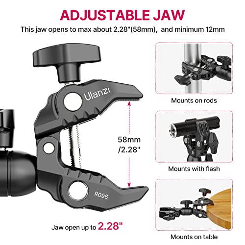 ULANZI Super Clamp Double Camera Clamp, R096 Crab Plier Clip Bracket Mount