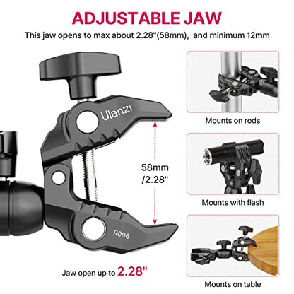 ULANZI Super Clamp Double Camera Clamp, R096 Crab Plier Clip Bracket Mount