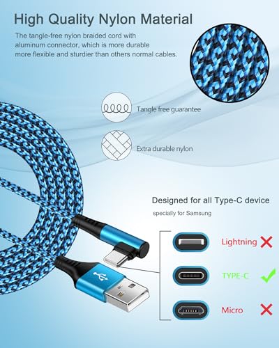 USB C Cable Right Angle [2Pack/6ft] 3.1A USB to USB C Fast Charging Cord - size: 6FT-2Pack