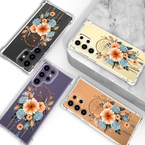 Hungo Galaxy S24 Ultra Case for Women Clear Design Cute,Girly Girls Case Compatible with Samsung Galaxy S24 Ultra Dreamcatcher Dream Catcher Flowers - color: Dream Catcher