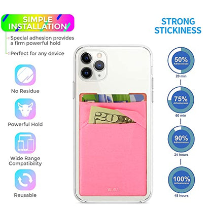 RFID Blocking Phone Card Wallet - Double Secure Pocket - Ultra-Slim Self Adhesive Credit Card Holder Card Sleeves Phone Wallet Sticker All Smartphones (Pink)-2PC - color: Pink