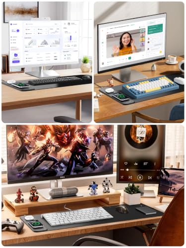 Magnetic Wireless Charging Mouse Pad, 31.5"x15.8" Large Desk Mat - color: Black
