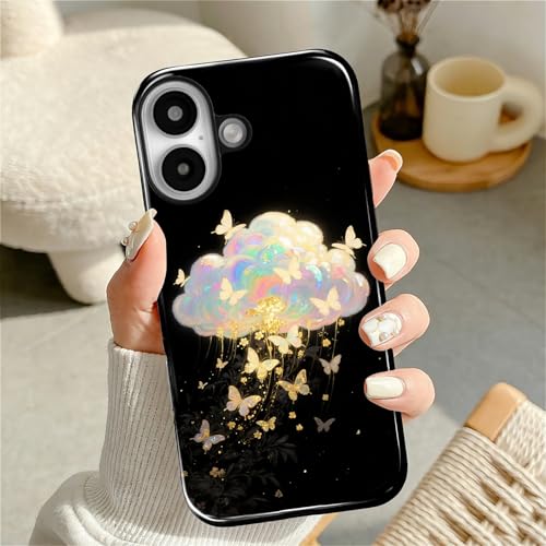 Case for iPhone 16, Shockproof Hybrid Protective Phone Case, Dual-Layer Drop Protection Anti-Scratch, Butterfly Cloud - color: Butterfly Cloud, size: iPhone 16