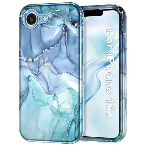 Btscase for iPhone 17e Case/iPhone 16e Case,[Military Grade Drop Tested] Marble Pattern Design Slim Rugged Shockproof Women Girls Men Protective Anti-Scratch Cover for iPhone 17e/16e, Blue Cyan - color: Blue Cyan, size: iPhone 17e,iPhone 16e