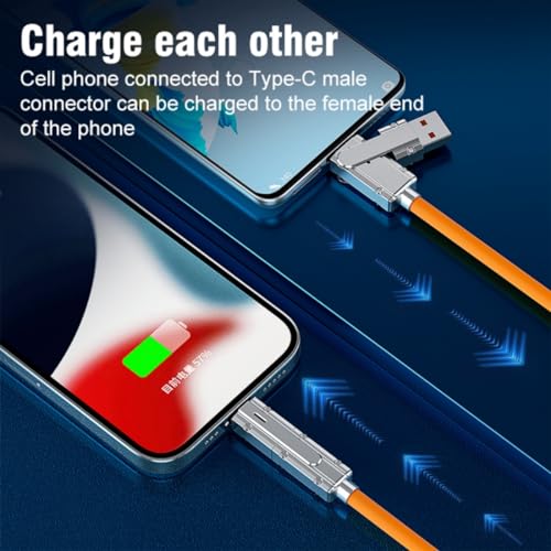 2 Pack USB C to C Cable 5ft Chubby Silicone 4 in 1 USB C Charging Cable - color: Orange+Blue