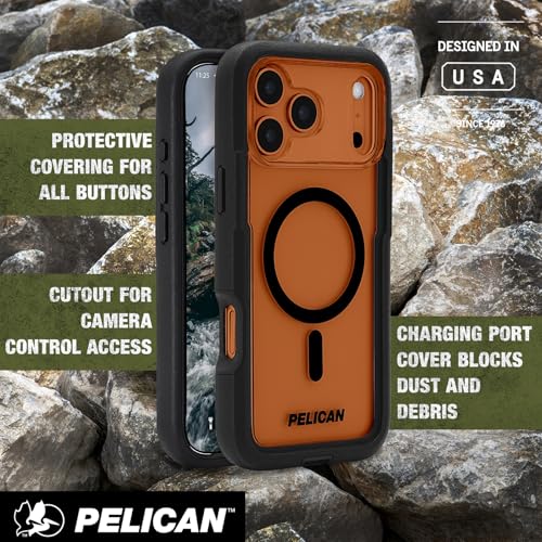 Pelican Voyager iPhone 17 Pro Max Case - MagSafe Phone Case - Black/Clear | Magnetic Phone Case w/24ft Military Grade Drop Protection - Phone Cover w/ Belt Clip Holster Kickstand for iPhone 17 Pro Max - color: Voyager - Clear - Pro Max, style: iPhone 17 P