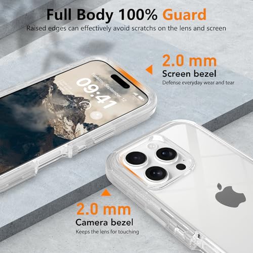 TUTUKII for iPhone 16 Pro Max Case Clear | Heavy Duty Shockproof, Anti-Drop, Anti-Yellow,Triple-Layer Transparent Protective Phone Cover, 6.9" - color: Clear, size: iPhone 16 pro max 6.9"
