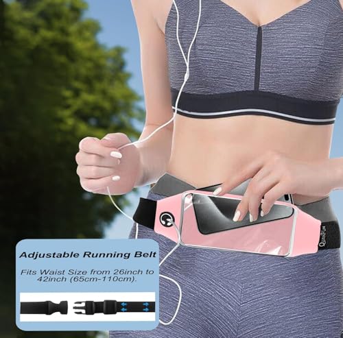 Running Belt,Fanny Pack Fits Phones UP to 6.5" for Women Men,Pink | Belt Bag,Money Belt,Waterproof Workout Waist Pouch Phone Holder with Touchscreen,Gym Running Gift Gear Accessories - color: Pink
