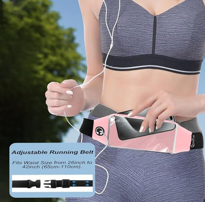 Running Belt,Fanny Pack Fits Phones UP to 6.5" for Women Men,Pink | Belt Bag,Money Belt,Waterproof Workout Waist Pouch Phone Holder with Touchscreen,Gym Running Gift Gear Accessories - color: Pink