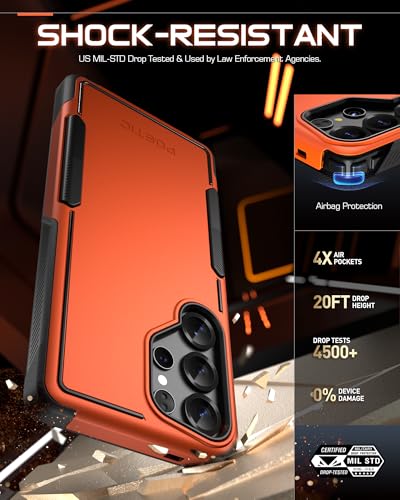 Poetic Neon Case for Samsung Galaxy S25 Ultra 5G, Dual Layer Heavy Duty Rugged Lightweight Slim Shockproof Protective Cover Phone Case, Orange - color: Orange