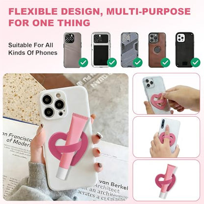 Silicone Loop Ring Grip Holder, Self-Adhesive Love Finger Loop Holder, Soft and Portable,Compatible Most Phone Models(Rose Pink)
