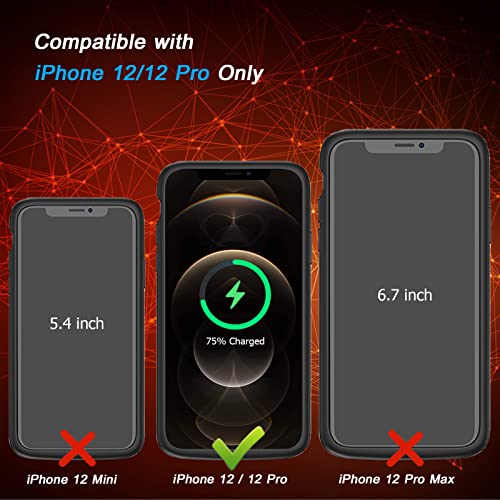 Battery Case for iPhone 12/12 Pro, [10000mAh] Enhanced Portable Protective Qi Wireless Charger Case Battery Pack with CarPlay Wireless Charging Case Compatible for iPhone 12/12 Pro (6.1 inch)-Black - size: iPhone 12/12 Pro