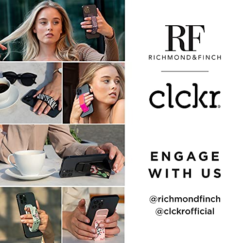 RICHMOND & FINCH CLCKR Phone Grip and Expanding Stand, Universal Finger Grip Kickstand Holder for iPhone 15 Pro, Pro Max, Plus, 14 & 13 Models, Samsung Phones, Tablets and More, Emerald Zebra Design