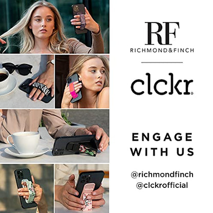 RICHMOND & FINCH CLCKR Phone Grip and Expanding Stand, Universal Finger Grip Kickstand Holder for iPhone 15 Pro, Pro Max, Plus, 14 & 13 Models, Samsung Phones, Tablets and More, Emerald Zebra Design