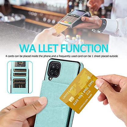 Phone Case for Samsung Galaxy A42 5G with Tempered Glass Screen Protector Credit Card Holder Wallet Cover Stand Leather Cell Accessories Glaxay A 42 G5 Gaxaly 42A S42 4G 2021 Cases Women Men Green - color: Green