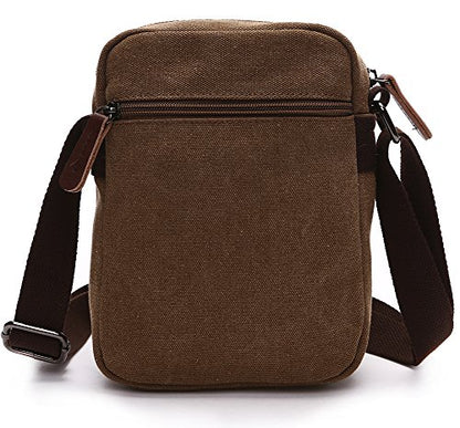 Mini Crossbody Bags for Women and Men - Small Purses and Handbags - Travel Bag - Canvas Shoulder Purse - color: Coffee