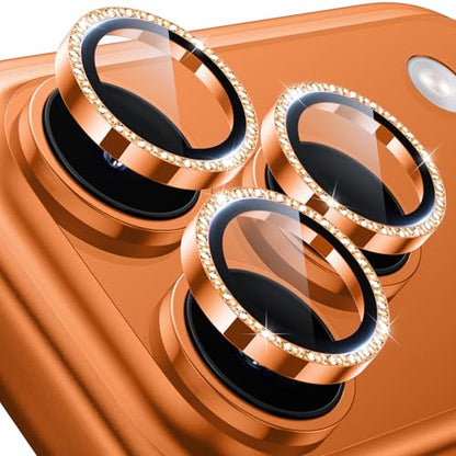 Hoerrye for iPhone 17 Pro Max/17 Pro Camera Lens Protector - Case Friendly - color: Glitter Cosmic Orange