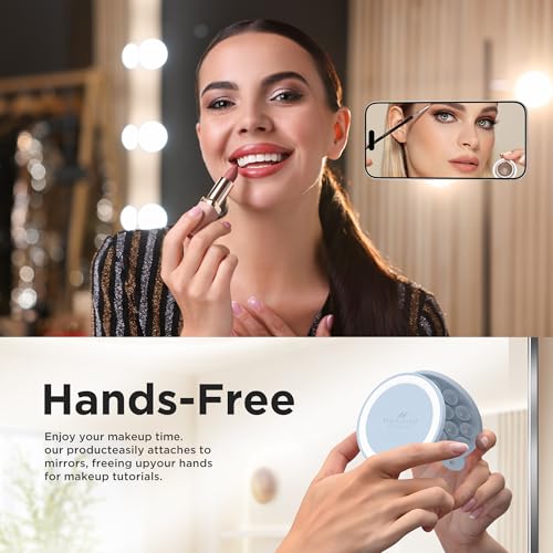 Magnetic Suction Cup Phone Mount with MagSafe, Silicone Hands-Free Grip Holder for iPhone Case and Android, Mirror Shower Phone Stand for Makeup FaceTime Gym Kitchen Bathroom, Baby Blue - color: Baby Blue