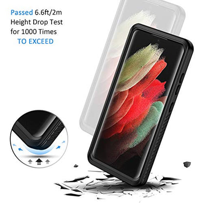 Lanhiem for Samsung Galaxy S21 Ultra Case, IP68 Waterproof Dustproof, Built-in Screen Protector, Rugged Full Body Shockproof Protective Phone Cover for Galaxy S21 Ultra 5G 6.8 Inch, Black - size: for Galaxy S21 Ultra