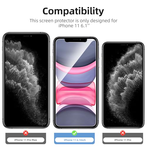 NEW'C 4 Pack, 2 Pack for iPhone 11 Screen Protector + 2 Pack Camera Lens Protector, Sensor Protection,Case Friendly Tempered Glass Film - size: 11 6.1 inches