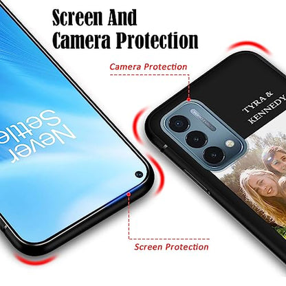 Custom Photo Phone Case for OnePlus Nord N200 5G with Personalized Picture Text Logo Name - Slim Soft Black Silicon Protective N 200 5 G Cover 6.5 Inch Unique Niche Gift for Best Friends - color: Black 06 - Best Friends, 1 Photo Name