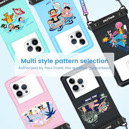 Paul Frank Floating Waterproof Phone Pouch - 2 Pack, Up to 8.5'' Double Space IPX8 Waterproof Phone Case with Lanyard for iPhone 17 16 15 Pro Max, Cellphone Dry Bag for Beach Vacation Essentials - color: [Black + Pink]