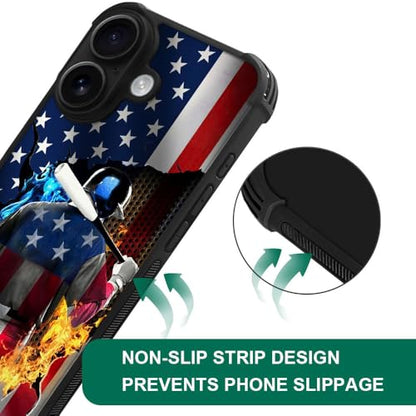 DJSOK Case for iPhone 17,Compatible with MagSafe,Anti-Scratch Shockproof Case,Ice and Fire Baseball American Flag - color: Ice and Fire Baseball American Flag, size: IPhone 17