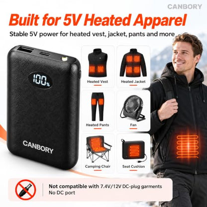 5V 2A Power Bank for Heated Vest, Jacket, Stadium Seats, Chair - size: 5 V 10000 mAh Black