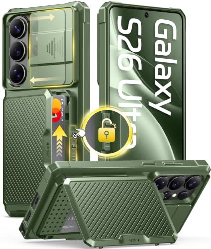 GolbinBox for Samsung Galaxy S26 Ultra Case with Wallet & Lock, Jade Green | Card Holder, Slide Camera Cover, Built-in Safety Lock & RFID Protection, Holds 4~5 Cards or Cash, S26 Ultra Wallet Case 6.9'' - color: Jade Green