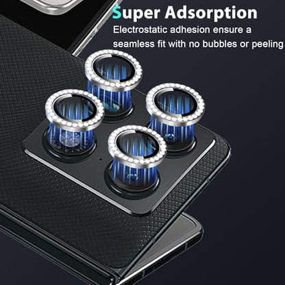 Zeking (2 Set) Bling Camera Lens Protector Compatible with Motorola Razr Fold 5G, Glitter Bling Sparkly 9H Tempered Glass Protector Metal Individual Ring (Bling-Silver) - color: BlingGold