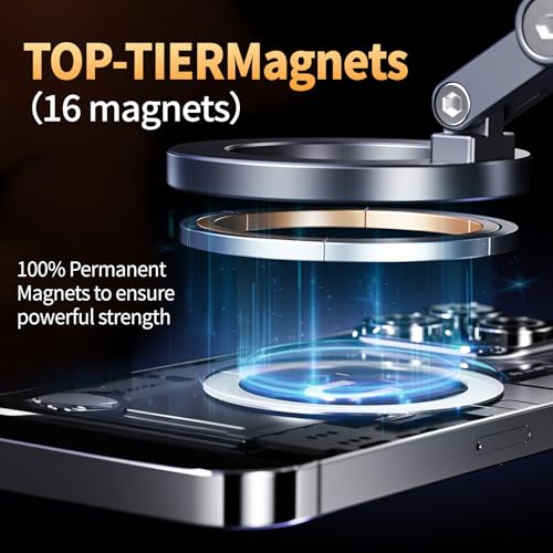 for MagSafe Car Mount – Vacuum Lock Magnetic Phone Holder with Strong Suction Cup, Adjustable Extendable Phone Stand, 360° Rotatable Dashboard & Windshield Mount for iPhone 16 15 14 13 12 Pro Max