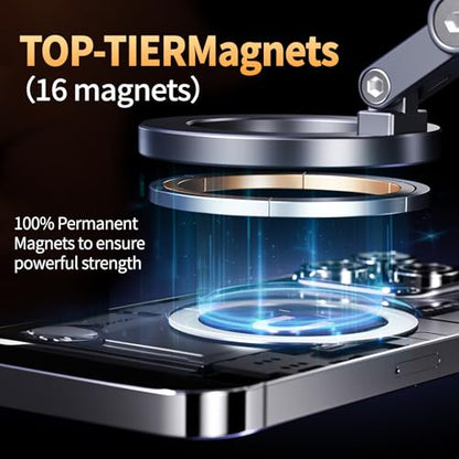 for MagSafe Car Mount – Vacuum Lock Magnetic Phone Holder with Strong Suction Cup, Adjustable Extendable Phone Stand, 360° Rotatable Dashboard & Windshield Mount for iPhone 16 15 14 13 12 Pro Max