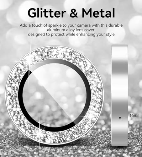 Matekxy for iPhone 17 Camera Lens Protector Glitter Individual Cover - color: White