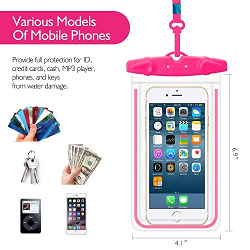 Universal Waterproof Phone Pouch, 4 Pack Waterproof Phone Case for iPhone 17/16/15/14 Pro Max Samsung Galaxy Note up to 6.9", IPX8 Cellphone Dry Bag Beach Essentials, Lanyard Included