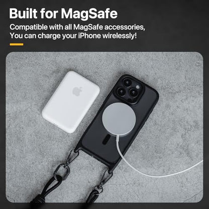MAGEASY Roam MagSafe Crossbody Phone Case with Strap for iPhone 16 Pro Max, Magnetic Clear Case with Detachable Lanyard, 16FT Drop Defense, Camera Control Compatible (Midnight) - color: Midnight, size: iPhone 16 Pro Max