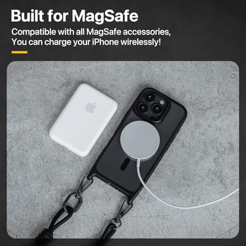 MAGEASY Roam MagSafe Crossbody iPhone Case with Adjustable Strap for iPhone 16 Pro Max, Magnetic Case with Detachable Lanyard, 16FT Drop Defense, Camera Control Compatible (Titanium) - color: Titanium, size: iPhone 16 Pro Max