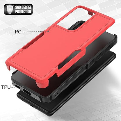 for Samsung Galaxy S24 Ultra Case: Dual Layer Protective Heavy Duty Cell Phone Cover Shockproof Rugged with Screen Protector - Military Protection Bumper Tough - Samsung Galaxy S24 Ultra 2024, Red - color: Red (PC) + Black (TPU)