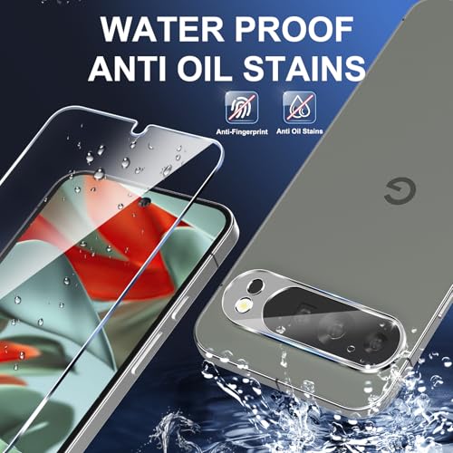 letosan 3 Pack for Google Pixel 9 Pro Screen Protector Tempered Glass + 3 Pack Camera Lens Protector, Military Grade Shatterproof, 9H Hardness, Fingerprint Unlock,Case Friendly 6.3 Inch - size: Pixel 9 Pro 6.3 Inch