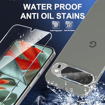 letosan 3 Pack for Google Pixel 9 Pro Screen Protector Tempered Glass + 3 Pack Camera Lens Protector, Military Grade Shatterproof, 9H Hardness, Fingerprint Unlock,Case Friendly 6.3 Inch - size: Pixel 9 Pro 6.3 Inch
