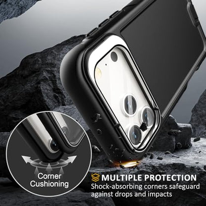 Follaroma for iPhone 17 Pro Max Case with Stand, Built-in Camera Cover, Compatible with MagSafe, Heavy Duty Shockproof Protection Phone Case, Anti-Drop, Magnetic Dual Layer Protective Cover,6.9",Black - color: Black, size: iPhone 17 Pro Max 6.9''