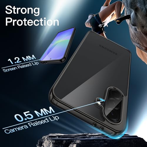 JETech Case for Samsung Galaxy A36, Anti-Yellowing, Black | Shockproof Protection, Scratch Resistant Hard PC Back, Durable Transparent TPU Bumper - color: Black, size: Galaxy A36