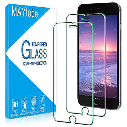 MAYtobe 2 Pack For iPhone SE 2020, iPhone 8, 7, 6s, 6 Screen Protector | Tempered Glass, Case Friendly, Bubble Free, Easy to Install - size: iPhone se, 8, 7, 6s, 6