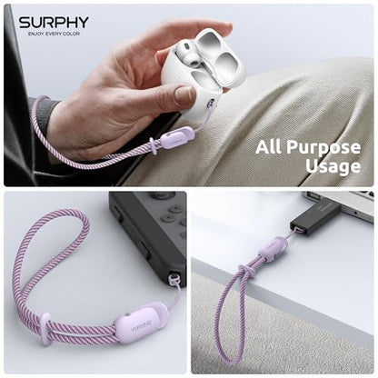 SURPHY 2 Pack Phone Lanyard, Phone Wrist Strap for Case, Camera Wrist Strap - color: Lilac & Gray