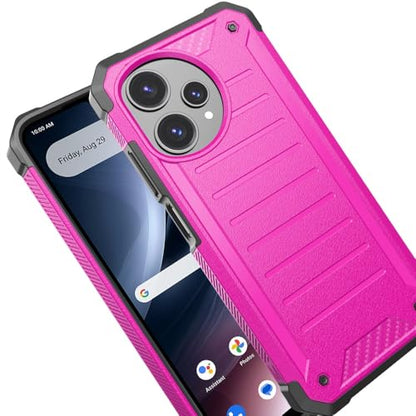 TJS for Cricket Icon Plus 2026 Phone Case, AT&T Verge 2 5G Case (Pink) | with Tempered Glass Screen Protector, Premium Tough Lined Design Hybrid Shockproof Heavy Duty Phone Case Cover - color: Pink