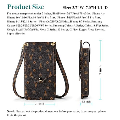 Peacocktion Small Crossbody Cell Phone Purse for Women, Lightweight Mini Small Crossbody Bags for Women with Card Slots - color: 02-brown