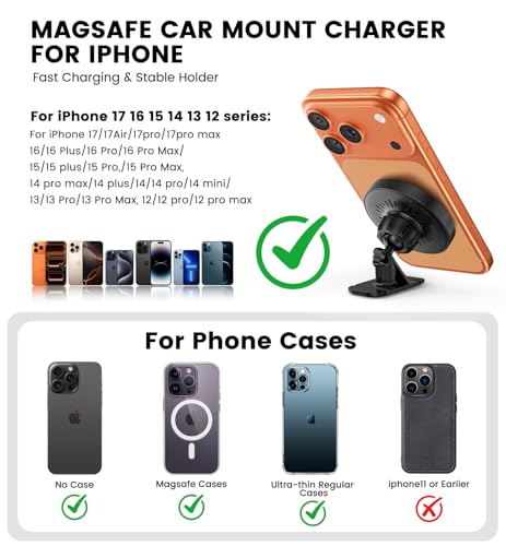 3 in 1 Magnetic Car Charger Mount 15W for iPhone 18-12 Pro Max - color: Black2